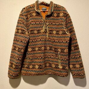 Fuzzy Fleece Pullover Aztec Southwestern Print Cozy Sweater‎ Jacket